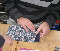 image of pieces of materila being tacked together